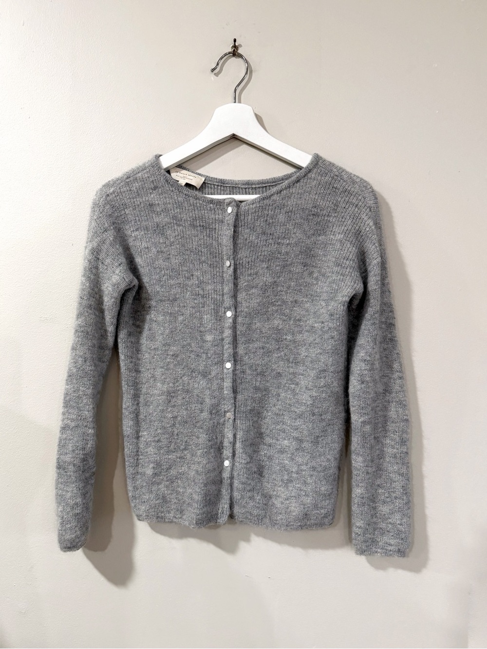Sézane Gaspard Cardigan Women XS Gray Mohair Alpaca Knit Quiet Luxury Chic